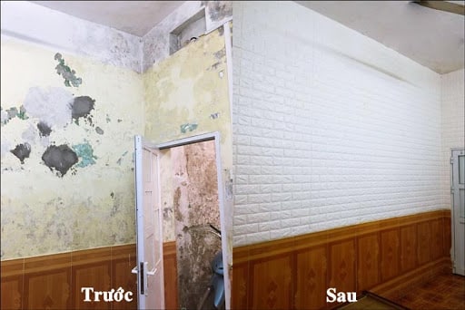Xốp dán tường trang trí nhà tắm trước và sau khi trang trí